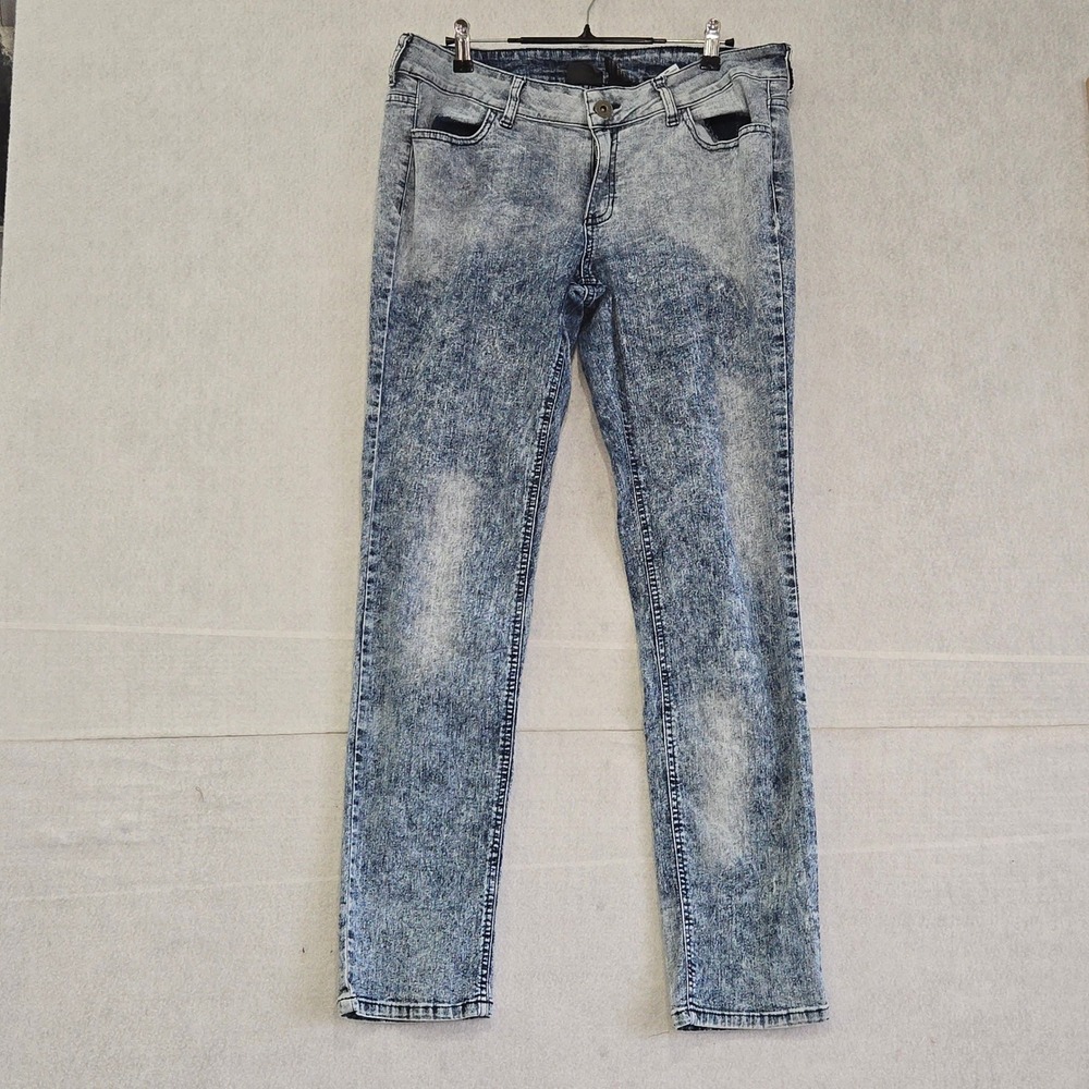 City Streets Womens Acid Wash Skinny Jeans Blue Denim Size 15 Stretch B335